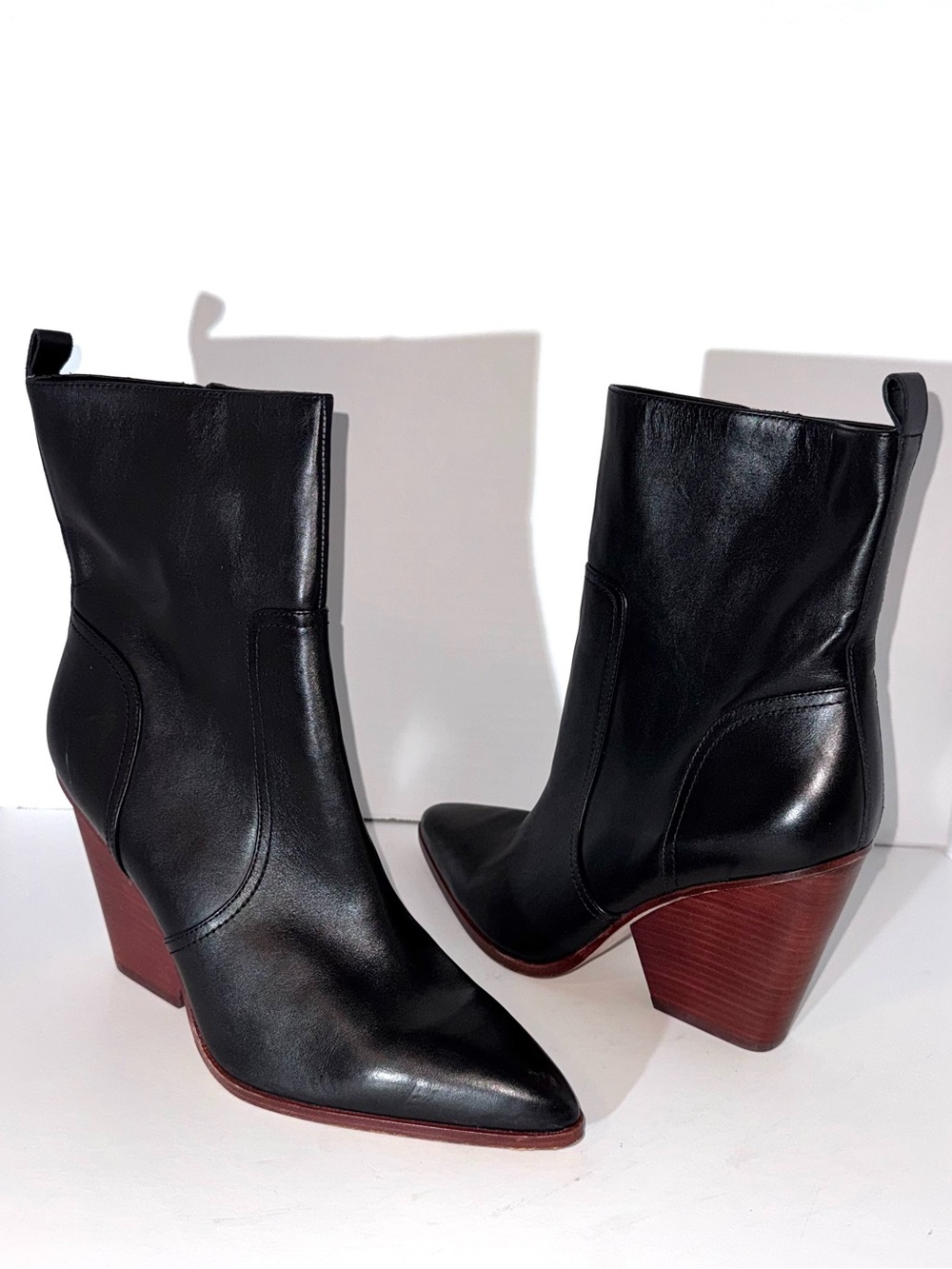 Veronica Beard Logan Leather Ankle Boots